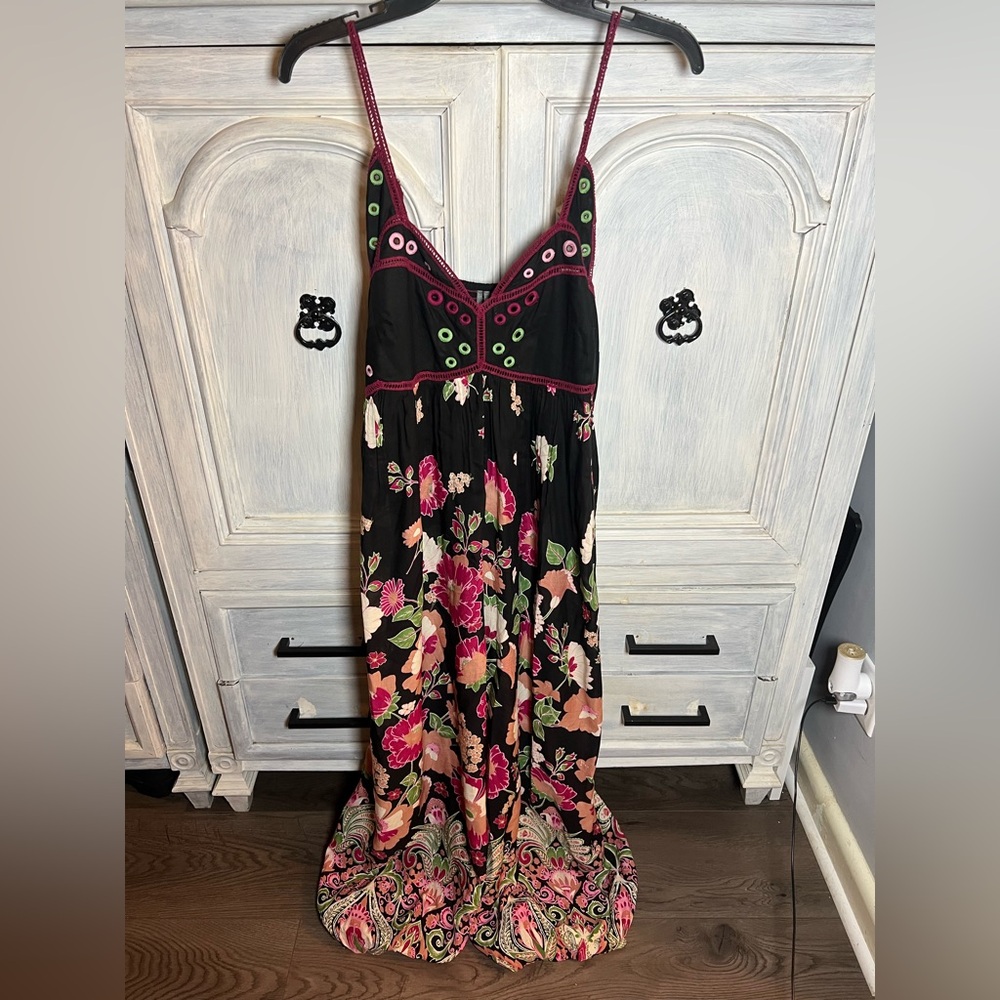 Anthropologie Floral Jumpsuit - Black and Pink - Picture 5 of 12